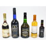Various alcohol, Sherry, Sichel half bottle dessert wine, Harvey's Bristol Cream, small Dow's