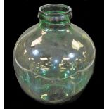 A press moulded green glass jar, of globular form, unmarked, 40cm high.
