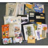 Various ephemera, etc., after Lawson Wood The Scott Scotched Book, prints, modern postcards Wind