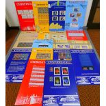 Various Royal Mail stamps advertising shop stamp boards, to include Transport 77cm x 52cm, Christmas