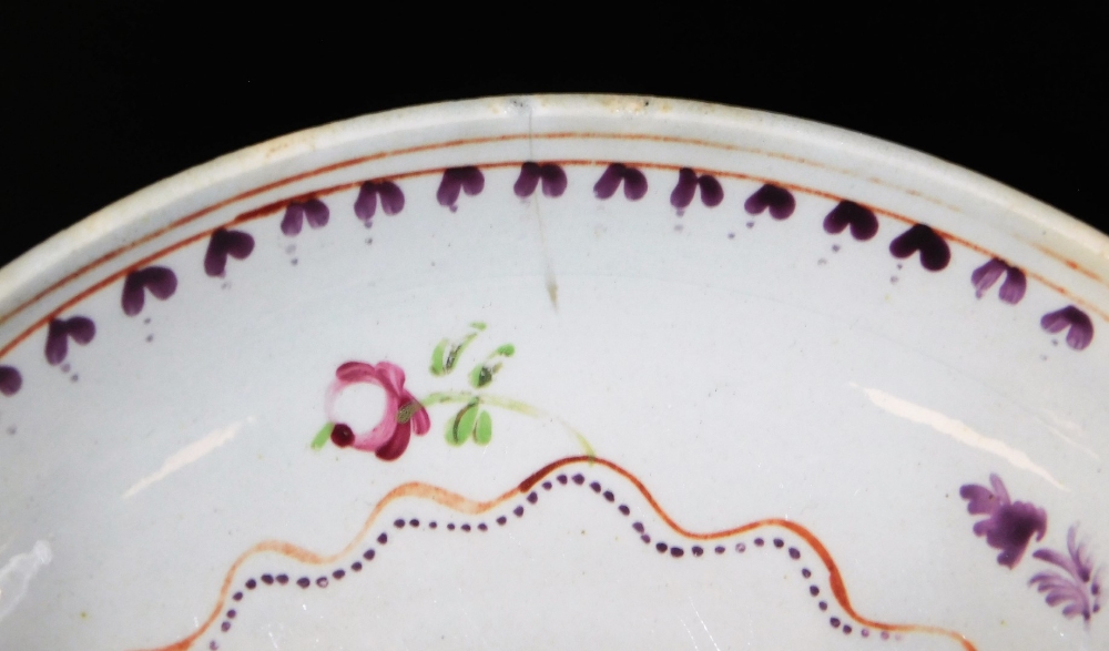 Various early 19thC New Hall and other porcelain, saucers to include one banded in pink broken by - Image 8 of 15