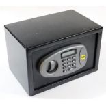 A Yale metal safe with combination opening, 21cm high, 31cm wide, 20cm deep. (AF)