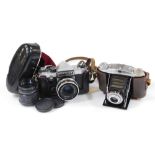 Various cameras and related items, a Praktica Super TL camera with Tessar 2.N/50 827129 lens, a