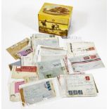 A three drawer card cabinet, containing a quantity of Airmail letterheads, etc. world to include