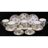 A late 19thC and other Dresden porcelain part service, comprising large cup, small cups and saucers,