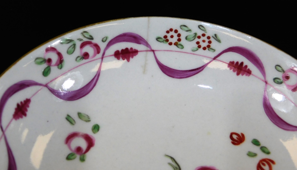 Various early 19thC New Hall and other porcelain, saucers to include one banded in pink broken by - Image 9 of 15