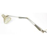 A vintage angle poise lamp, with cone shade 17cm wide and articulated stem, with a wall mount