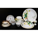 A 19thC part dessert service, to include muffin dish, 16cm diameter, dinner plates, egg cup, etc.,