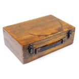 A late 19thC oak stained casket, of rectangular form, 9cm high, 32cm wide, 20cm deep, containing