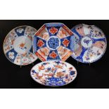 A Japanese Meiji period Imari plate, of octagonal form decorated with a repeat floral pattern,