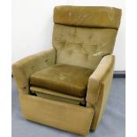 A vintage Parker Knoll armchair, in fawn button back material with removable cushion, 79cm high. The