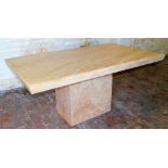 *A marble finish dining table, with rectangular top on heavy base, 76cm H, the top 170cm W, 102cm