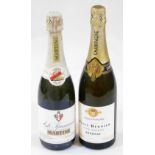 A bottle of Jules Bernier Extra Dry Epernay champagne, and a bottle of Asti Spumante Martini. (2)