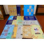 Various Royal Mail stamps advertising shop stamp boards, to include Anniversaries, 77cm x 53cm,