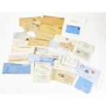 Various 19thC and other letters, handwritten envelopes, other prints, postmarks, etc. to include a