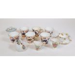 Various 19thC pottery and porcelain, a set of six Imari pattern English tea cups, 8cm high, a