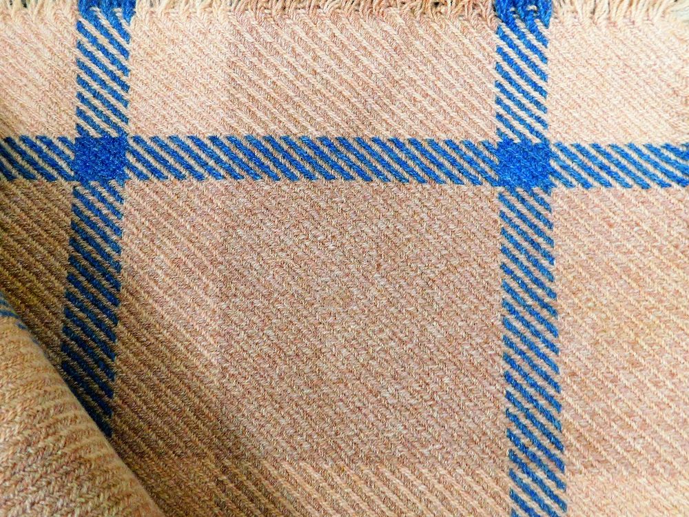 A Welsh woollen rug in checked brown and blue pattern, 175cm x 175cm. - Image 2 of 2