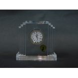 A Waterford Crystal Metropolitan crystal mantel clock, with Seiko movement, etch mark, 10cm H,