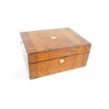 A Victorian walnut and marquetry inlaid jewellery box, with a later fitted interior, 13.5cm H, 29.