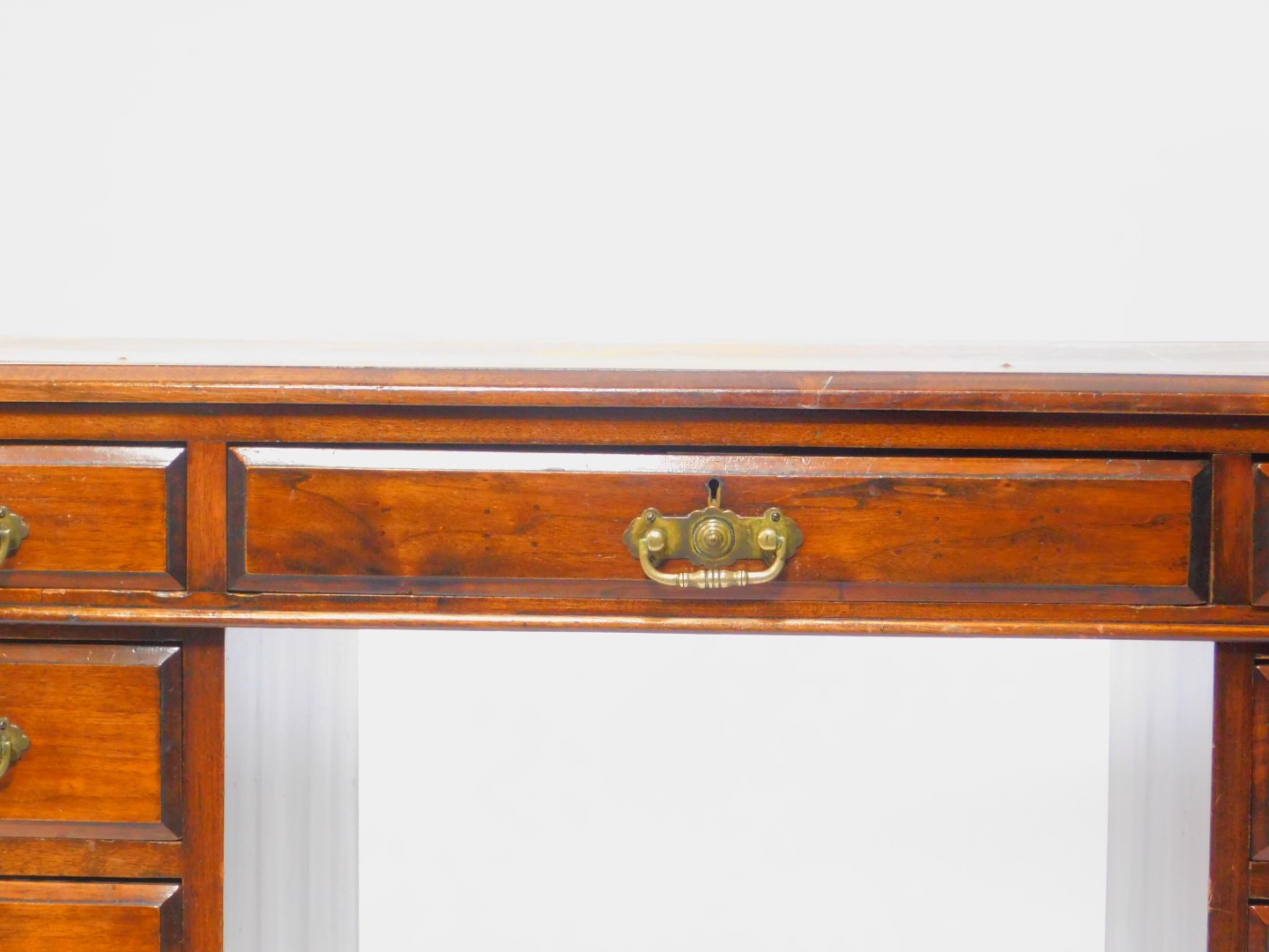 A Victorian mahogany twin pedestal desk, with a tooled leather top, over one long and eight short - Image 3 of 3