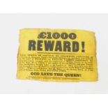 A Mid 19thC reward poster for