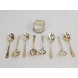 A set of four George V silver coffee spoons, Sheffield 1935, and four further coffee spoons,