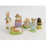 Six Royal Albert Beatrix Potter figures, comprising Peter with post bag, And This Pig Had None,