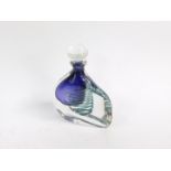 A Karlin Rushbrooke studio glass scent bottle and stopper, with a purple and green swirl decorated