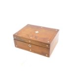A Victorian rosewood and mother of pearl inlaid sewing box, with a fitted interior, needlework