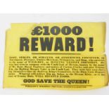 A Mid 19thC reward poster for