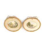A pair of 19thC Le Blond oval prints, rural pastoral scenes, in gilt wood and gesso ropetwist