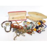 Silver and costume jewellery, including brooches, necklaces, beads and rings. (quantity)