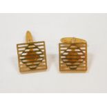 A pair of gentleman's 9ct gold cufflinks, of square, openwork design with toggle backs, 8.6g.