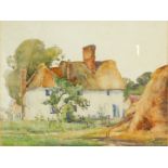 William Watt Milne (Scottish, 1865-1949). A country homestead, watercolour, signed, 32cm x 42cm.