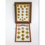 George VI Royal Army Service Corp brass buttons, together with felt badges, both framed and