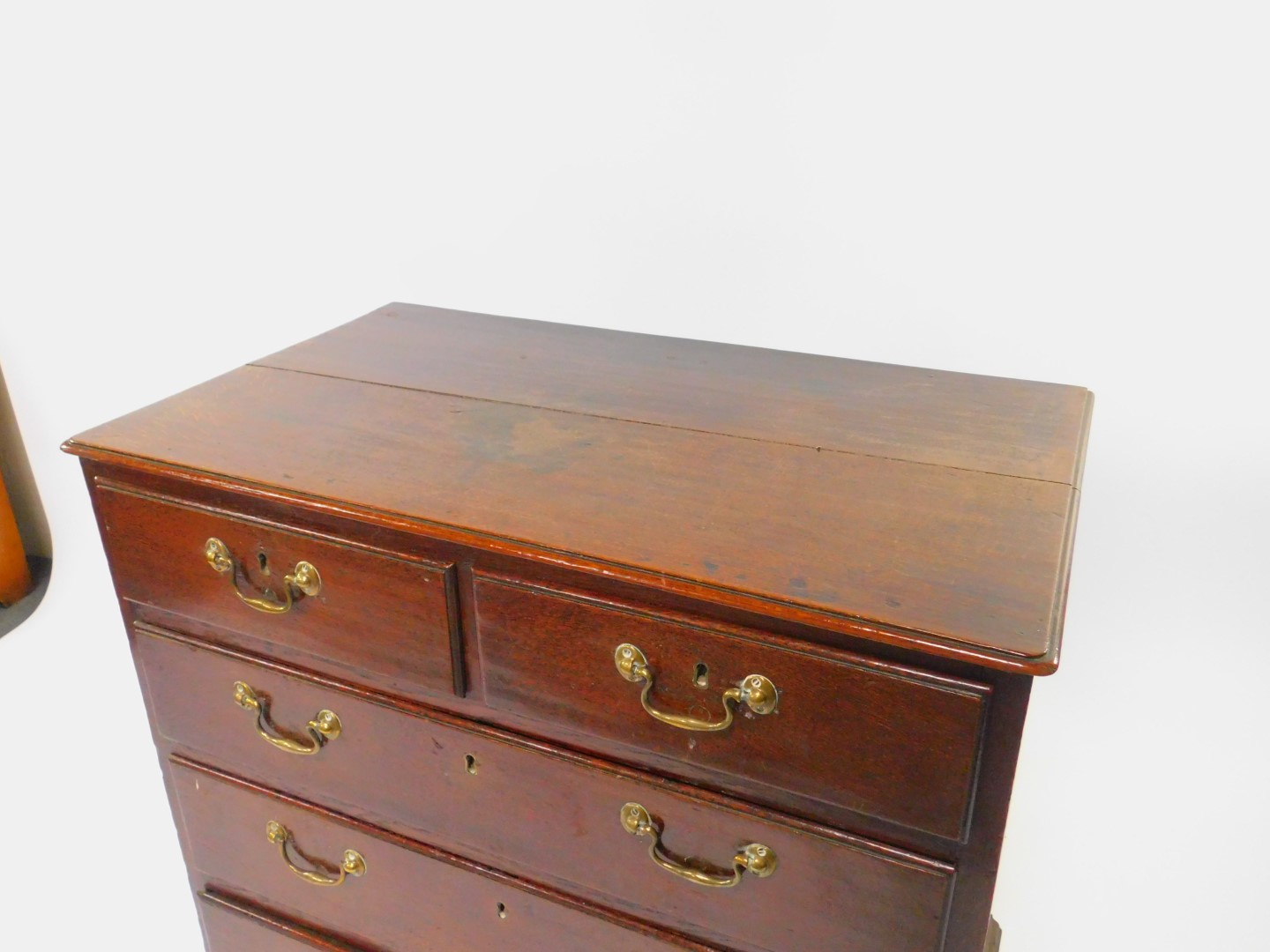 A George II oak chest, of two short over three long drawers, raised on bracket feet, 88cm High, 86cm - Image 3 of 5