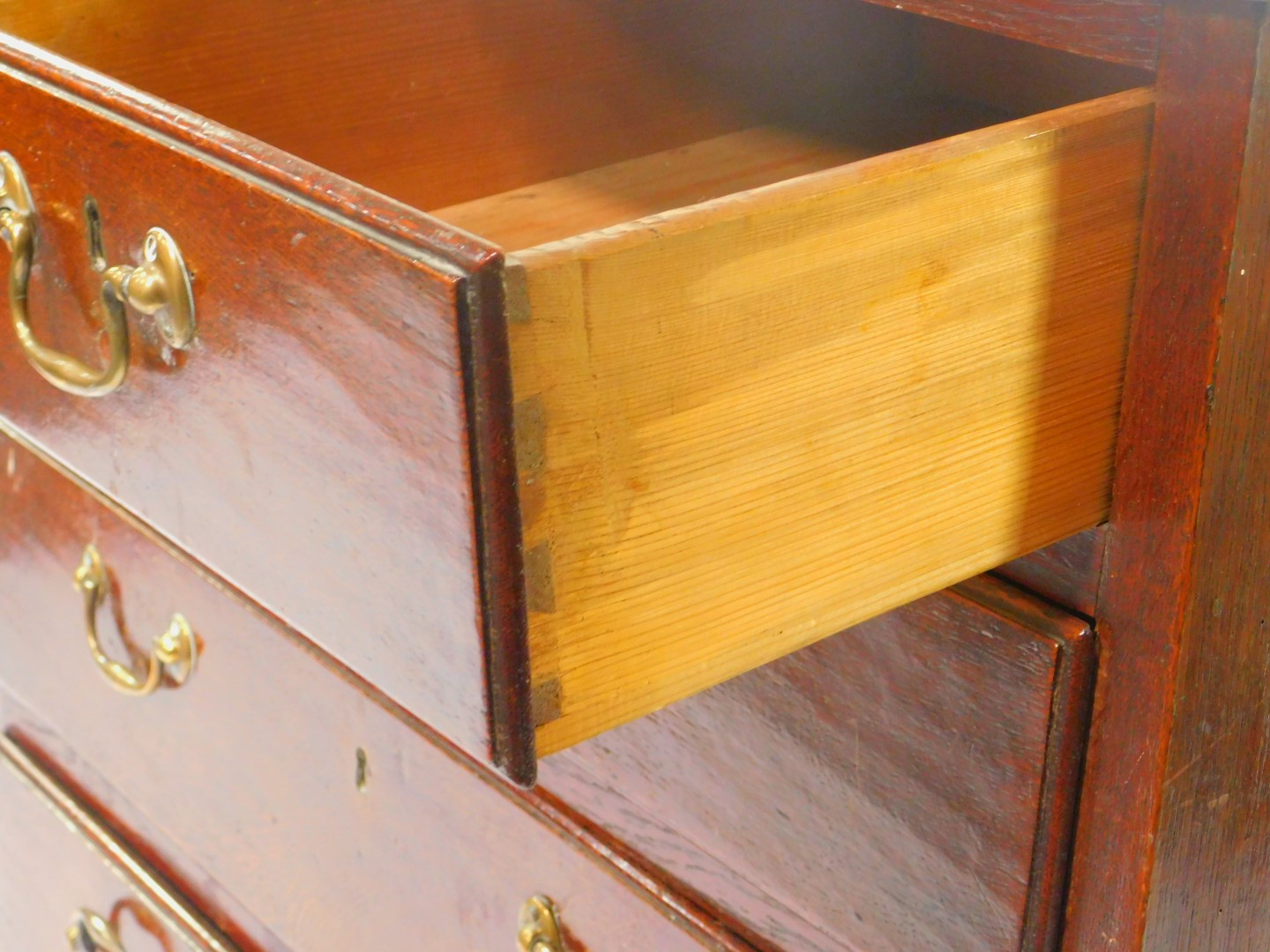 A George II oak chest, of two short over three long drawers, raised on bracket feet, 88cm High, 86cm - Image 5 of 5