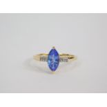 A 10ct gold tanzanite and Ratanatiri zircon ring, the marquise cut tanzate 1.3ct, size O, 1.84ct