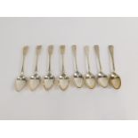 A set of four George III silver teaspoons, monogram engraved, Richard Crossley and George Smith