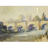 Joseph Foster (British 1879-1969). Hereford Bridge, watercolour, signed and titled, 23cm high,