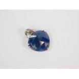 A silver and Ratanapuri sapphire and white topaz, heart shaped pendant, sapphire 10.85cts,