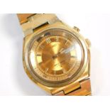 A Seiko Bell-Matic gilt stainless steel gentleman's automatic wristwatch, metallic gold dial with