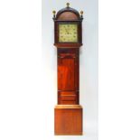 Jonathan Hall of Sleaford. A Georgian oak and mahogany crossbanded longcase clock, rectangular
