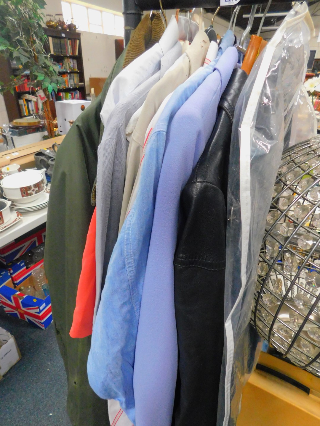 Lady's and Gent's clothing, including leather jacket, Walk About coat, shirts, etc.