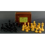 A Staunton chess set, by Jaques & Son., the turned sycamore pieces stamped by the maker and with
