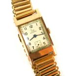A 9ct rose gold Record Art Deco tank design gentleman's wristwatch with Swiss 15 jewel movement,