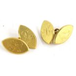 A pair of 18ct gold diamond shaped cufflinks, bearing inscription B to both sides, maker stamp