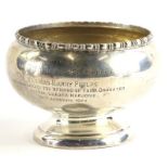 A George V silver presentation rose bowl, with a egg and dart border, engraved 'presented to the