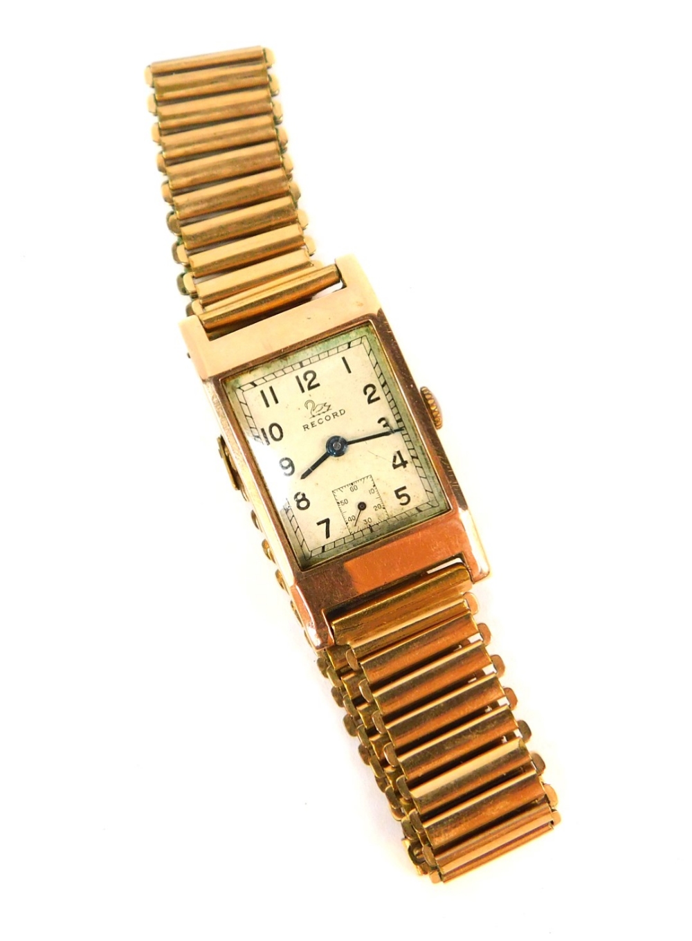 A 9ct rose gold Record Art Deco tank design gentleman's wristwatch with Swiss 15 jewel movement, - Image 2 of 5