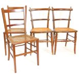 Two pairs of bedroom chairs, a pair of Edwardian satinwood and boxwood strung chairs, each with a